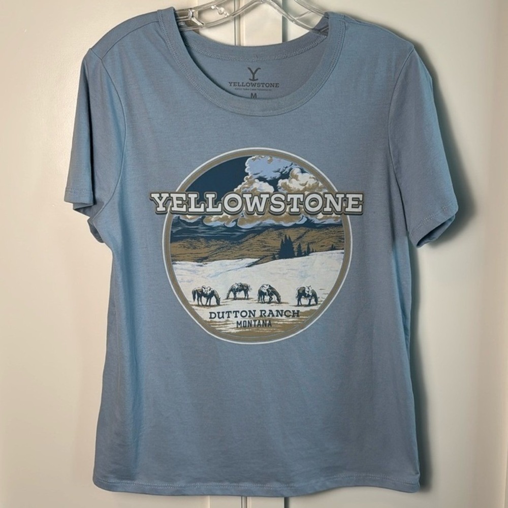 Yellowstone Dutton ranch graphic tee light blue women's size M short‎ sleeve